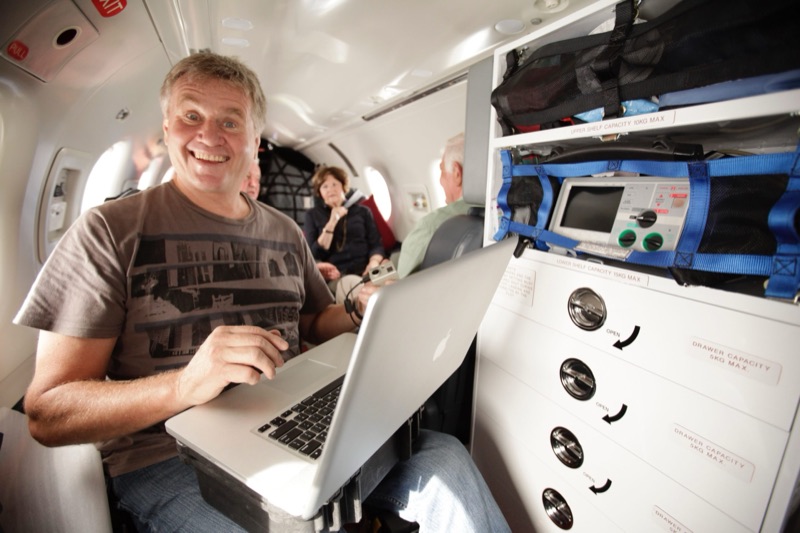 Ray Blewitt filming on location while travelling